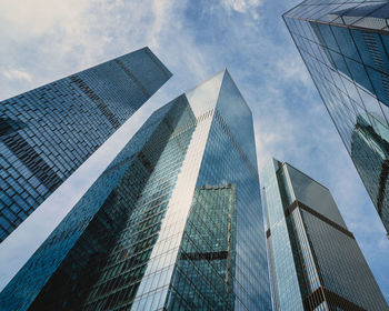 Low angle view of modern building against sky