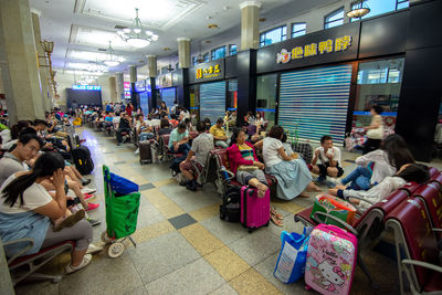 Group of people sitting in bus