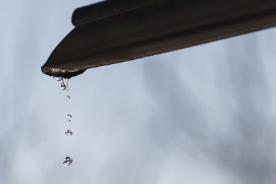 Rain drops dripping from gutter