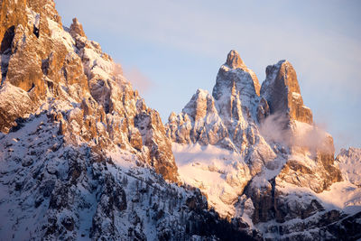 Panoramic view of snowcapped mountains against sky