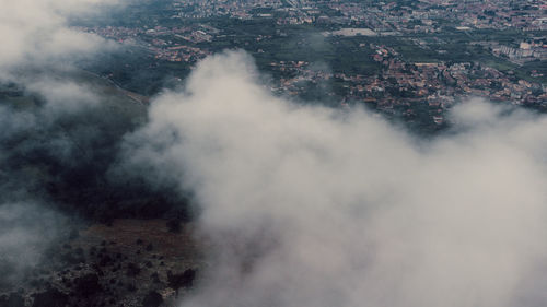 High angle view of cityscape against sky