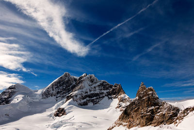 Mountain winter landscape in switzerland, the sphinx observatory switzerland.