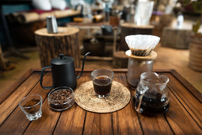 Close-up of coffee cup on table