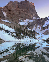 Reflection of mountain range in lake