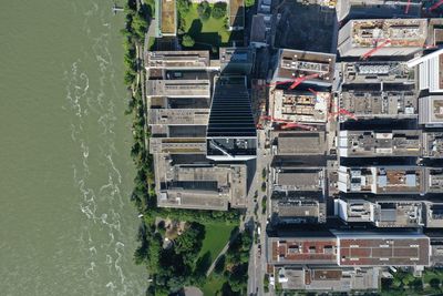 High angle view of buildings in city