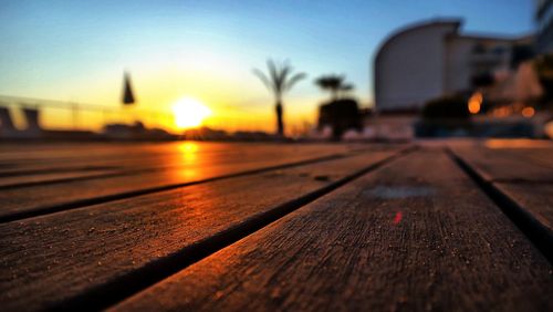 Surface level of road at sunset