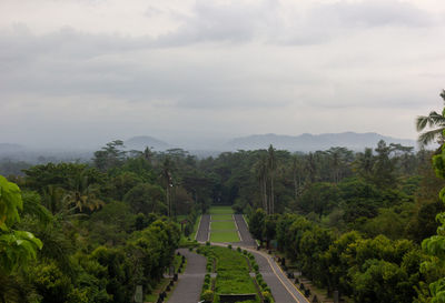 Panoramic view of green mountains against sky