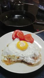 High angle view of breakfast on table