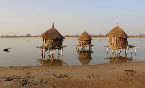 Stilt house in water