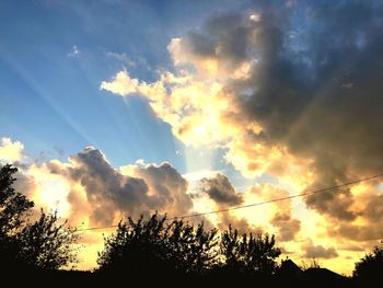 Low angle view of silhouette trees against sky during sunset