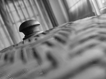 Low angle view of glass table at home