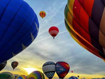 Hot air balloons flying in sky