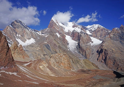 A view from the mountain pass, hiking in the fann mountains, tajikistan
