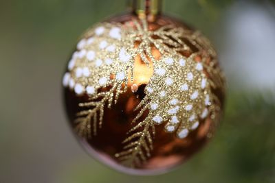Close-up of christmas decoration hanging on tree