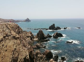 Scenic view of sea against clear sky