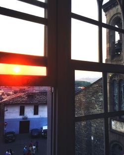 View of cityscape through window