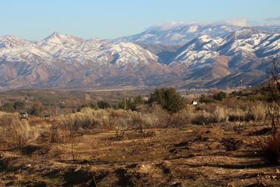 Scenic view of mountains against sky