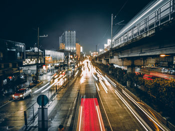 Traffic on road at night