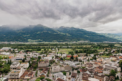 High angle view of townscape against sky