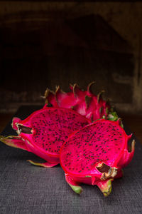 Close-up of strawberries on table