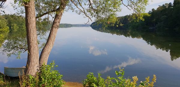 Scenic view of lake against sky