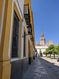 Exterior of historic building against clear sky