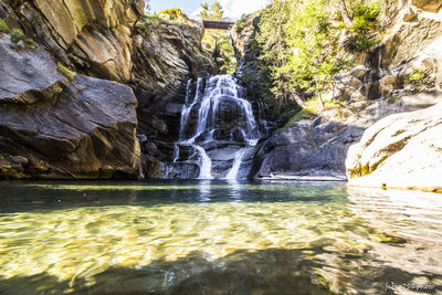 Scenic view of waterfall