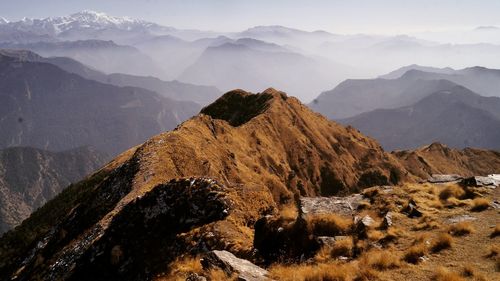 Panoramic view of mountains against sky