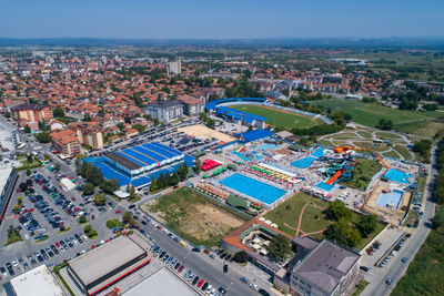 Jagodina drone view, serbia aerial photo. summer day