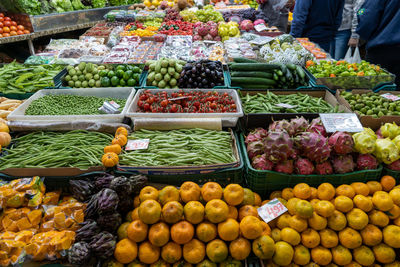 Various fruits for sale at market stall