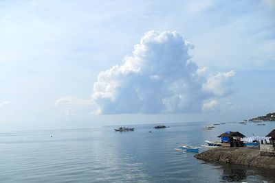 Scenic view of sea against cloudy sky