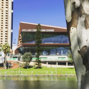 View of building against clear blue sky