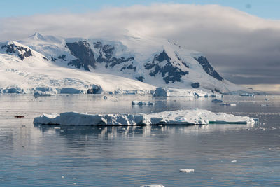 Scenic view of frozen lake against sky