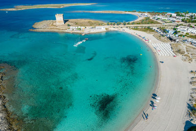 High angle view of beach