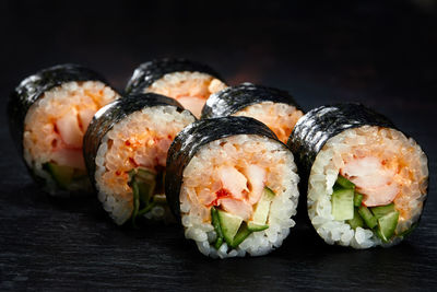 Close-up of sushi on table