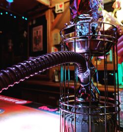 Close-up of hookah on bar counter