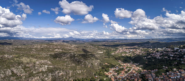 High angle view of townscape against sky