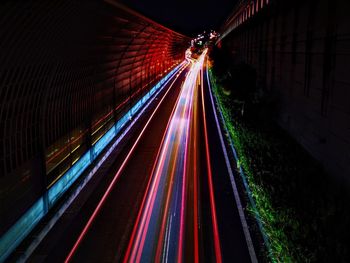 Light trails on road at night