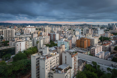 High angle view of cityscape against sky