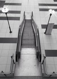 High angle view of escalator at railroad station