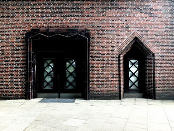 Closed door of building