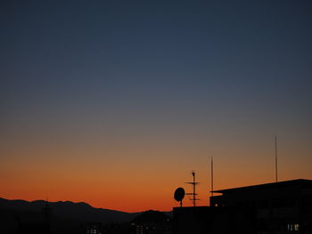 Low angle view of silhouette trees against clear sky during sunset