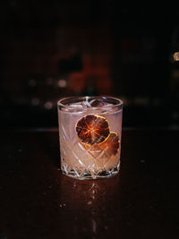 Close-up of drink in glass on table