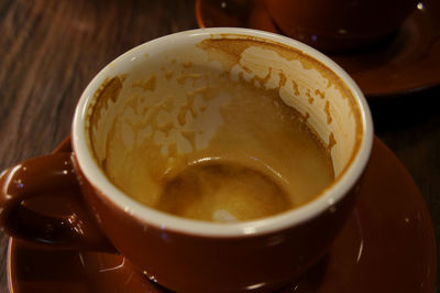 Close-up of soup in bowl on table