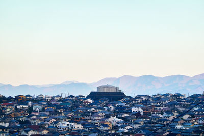 High angle view of townscape against sky