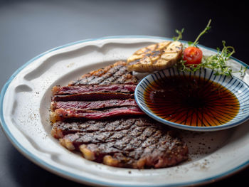 Close-up of meal served in plate