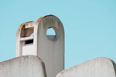 Low angle view of old building against clear blue sky