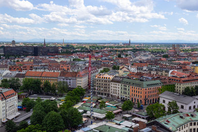 High angle view of townscape against sky