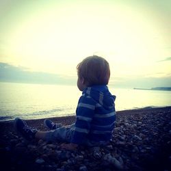 Scenic view of sea at sunset