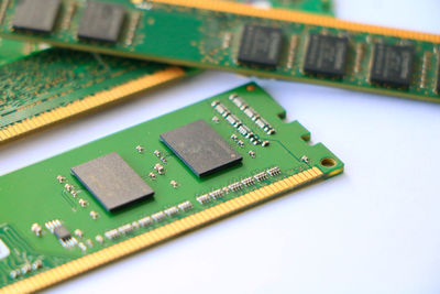 Close-up of circuit board on white background